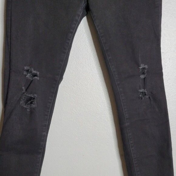Simple Society Skinny Jeans Emo Goth Skater Punk Distressed Holes Black sz 5/27 - Picture 3 of 7